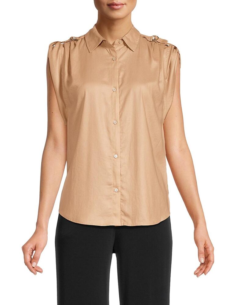 DKNY Women's Roll Tab Sleeve Shirt - Safari Cover