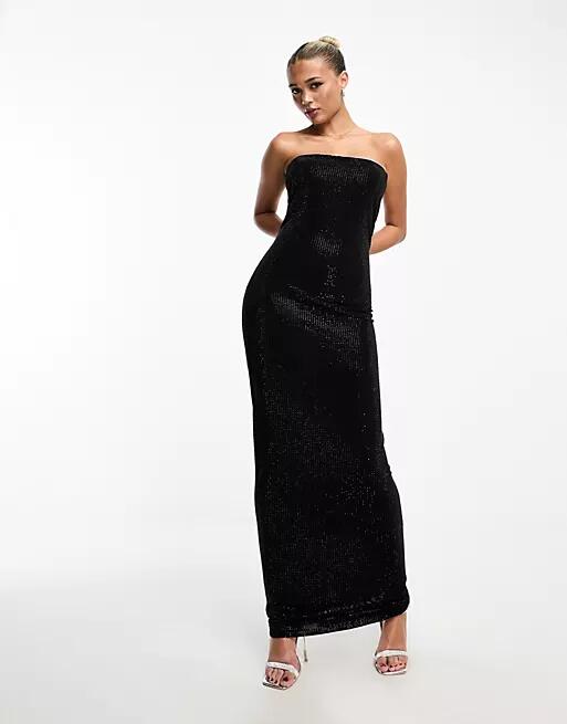 Heiress Beverly Hills premium all over diamante bandeau bodycon column maxi dress in black Cover