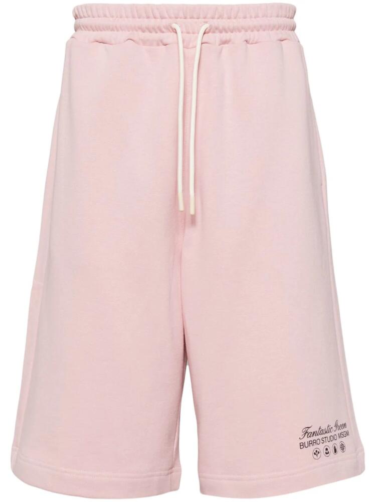 MSGM printed cotton track shorts - Pink Cover