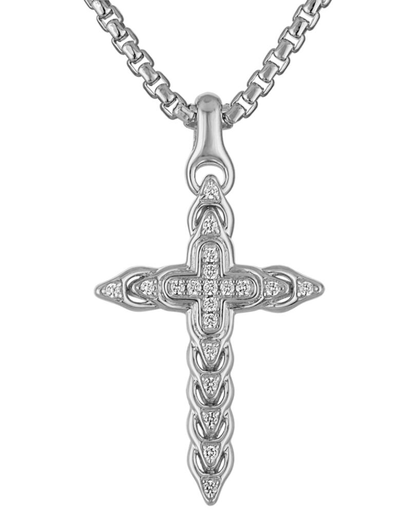 Bulova Diamond (1/5 ct. t.w.) Link Cross Pendant 26" Necklace in Sterling silver Cover