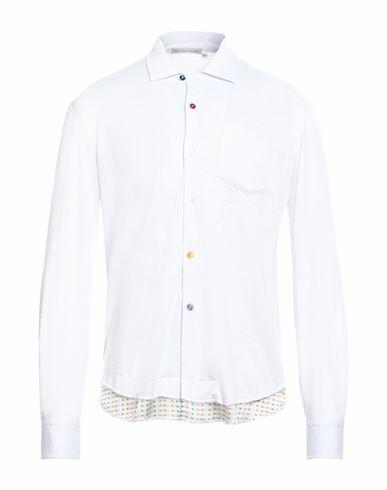 Grey Daniele Alessandrini Man Shirt White Polyester, Viscose, Elastane Cover