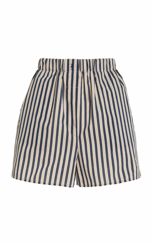 The Frankie Shop - Lui Striped Cotton-Blend Boxer Shorts - Brown Cover