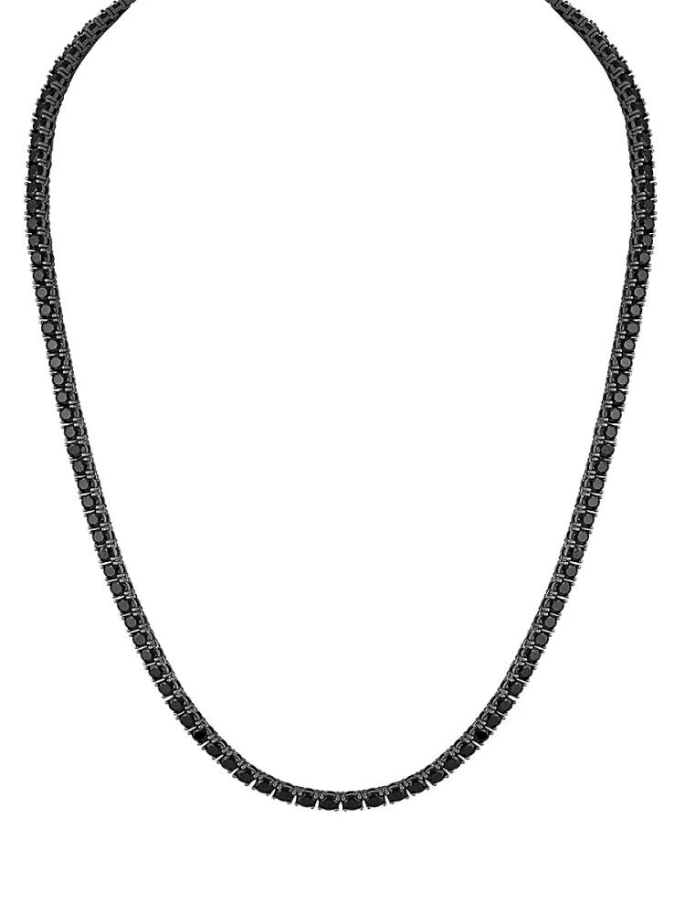 Esquire Men's Black Ruthenium Plated Sterling Silver & Black Spinel Tennis Necklace Cover