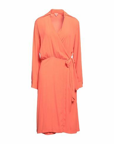 Her Shirt Her Dress Woman Midi dress Salmon pink Viscose, Silk Cover