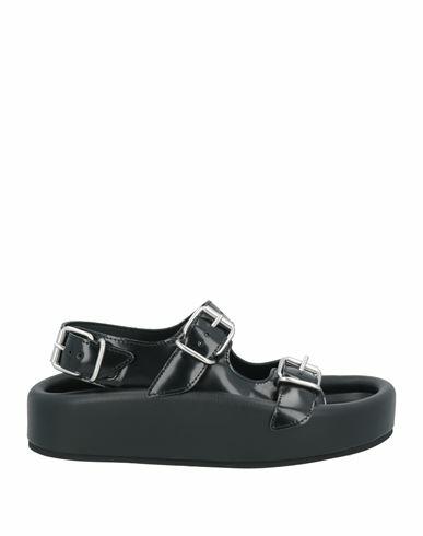 Mm6 Maison Margiela Woman Sandals Black Leather Cover