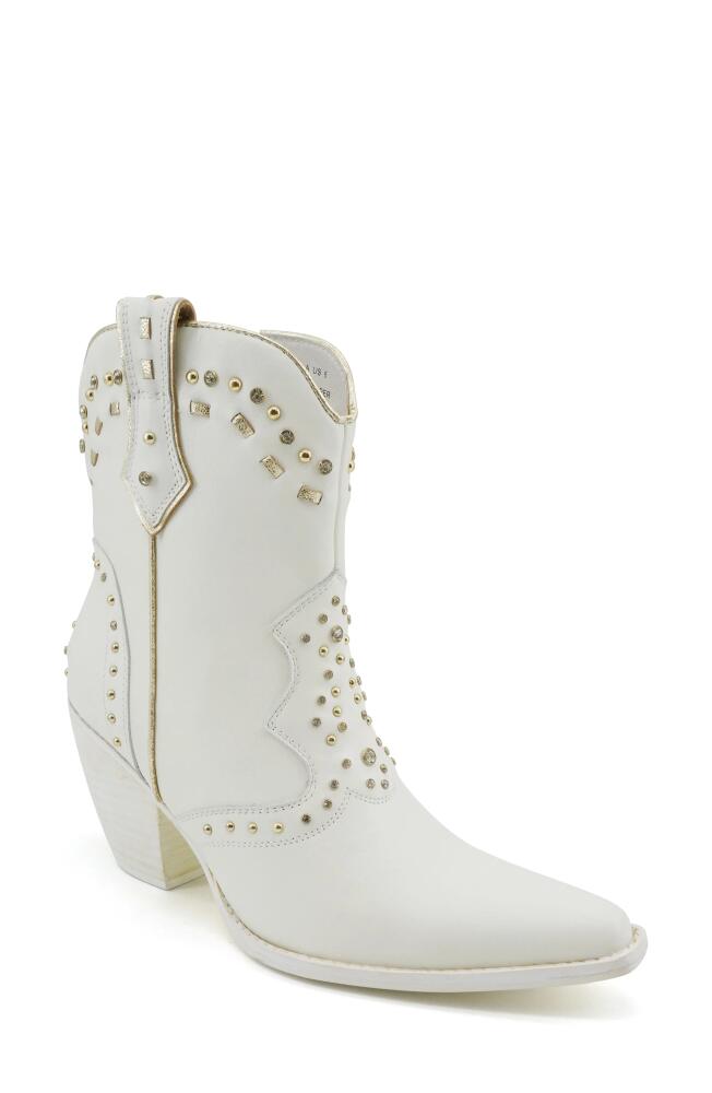 ZIGI Angola Studded Western Boot in White Leather Cover