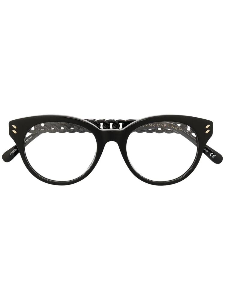 Stella McCartney Eyewear chain-effect round frame glasses - Black Cover