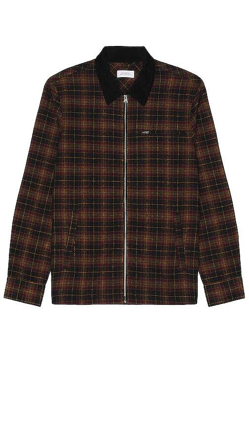 SATURDAYS NYC Ryan Zip Front Flannel Shirt in Brown Cover