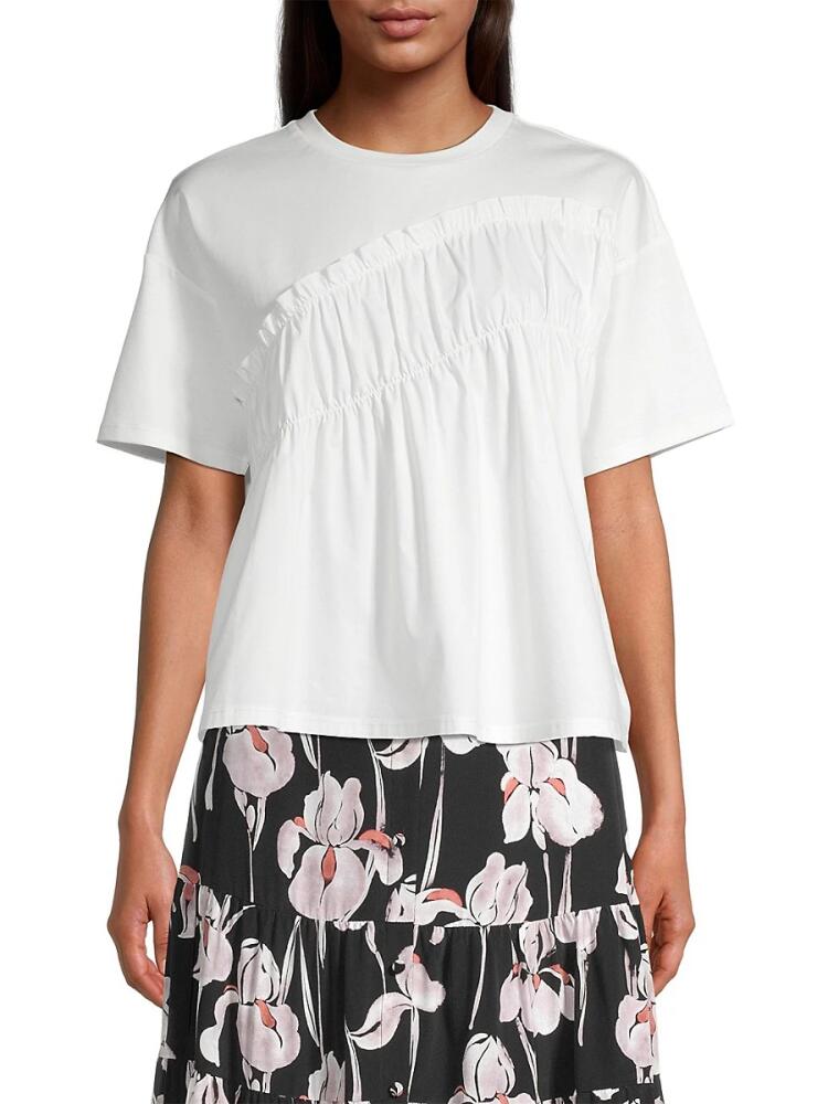 Jason Wu Women's Ruffled Drop Shoulder Tee - White Cover