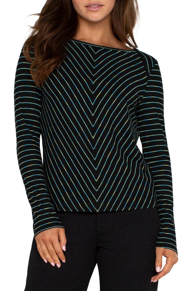 Liverpool Chevron Stripe Boat Neck Sweater in Malachites Cover