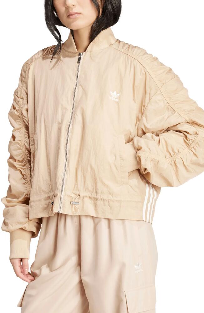 adidas Originals Oversize Ruched Sleeve Bomber Jacket in Magbei Cover