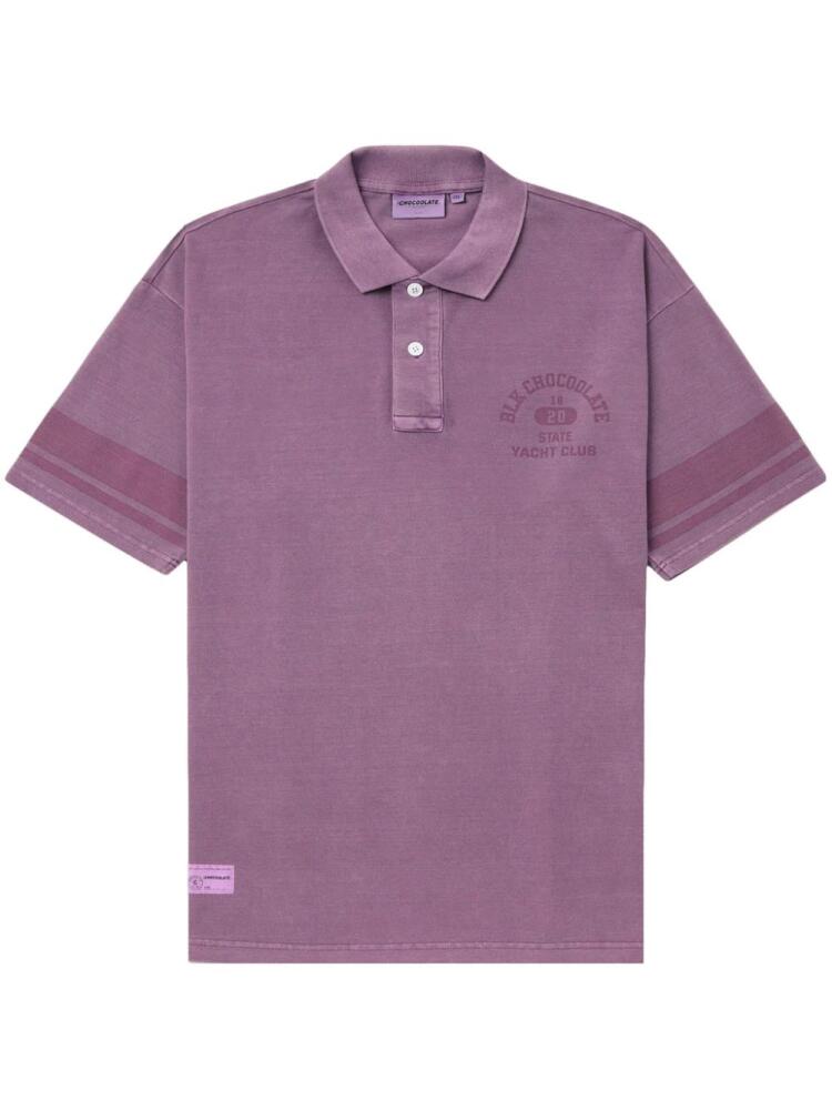 CHOCOOLATE logo-print cotton polo shirt - Purple Cover