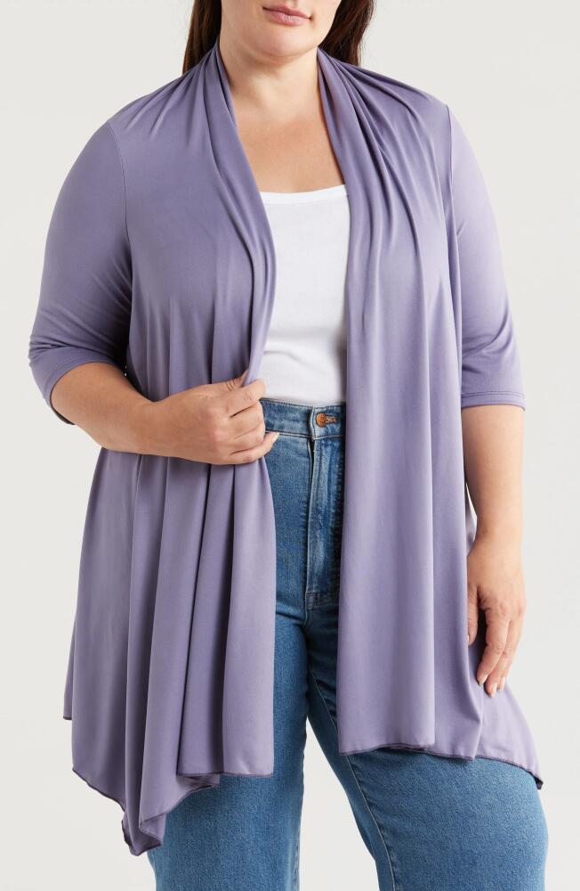 24seven Comfort Apparel Open Front Long Cardigan in Mauve Cover