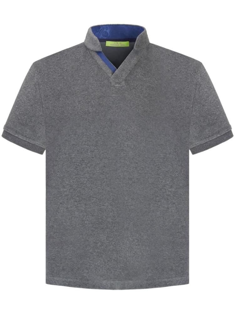 Shanghai Tang stand-up collar V-neck polo shirt - Grey Cover