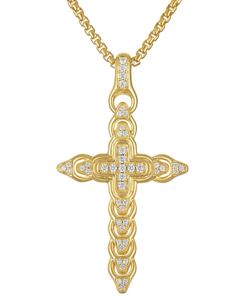 Bulova Diamond (1/2 ct. t.w.) Link Cross Pendant 26" Necklace in 14k Gold - Gold-tone Cover