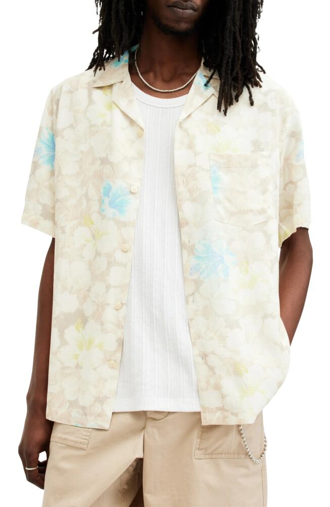 AllSaints Nevada Floral Print Camp Shirt in Wicker White Cover