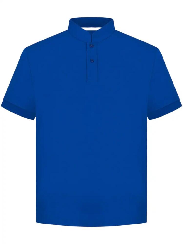 Shanghai Tang calabash-detail stand-up collar polo shirt - Blue Cover