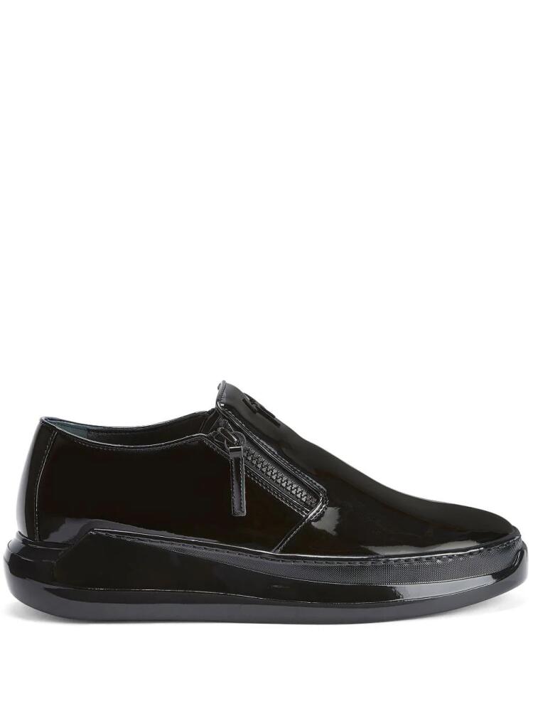 Giuseppe Zanotti Conley patent-finish zip-up sneakers - Black Cover