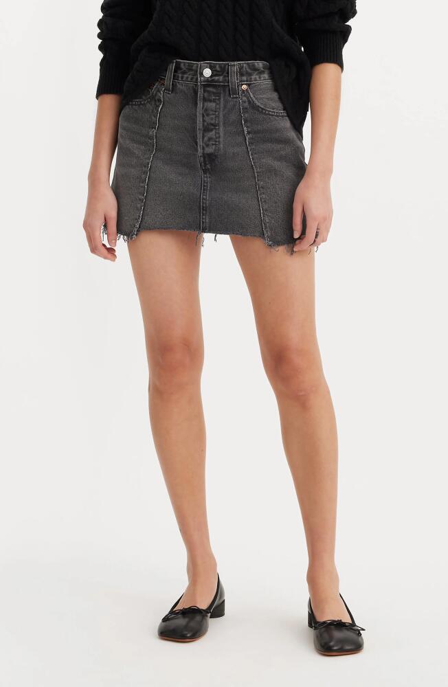 levi's Recrafted Icon Raw Hem Denim Miniskirt in Fifth Dimension Skirt Cover