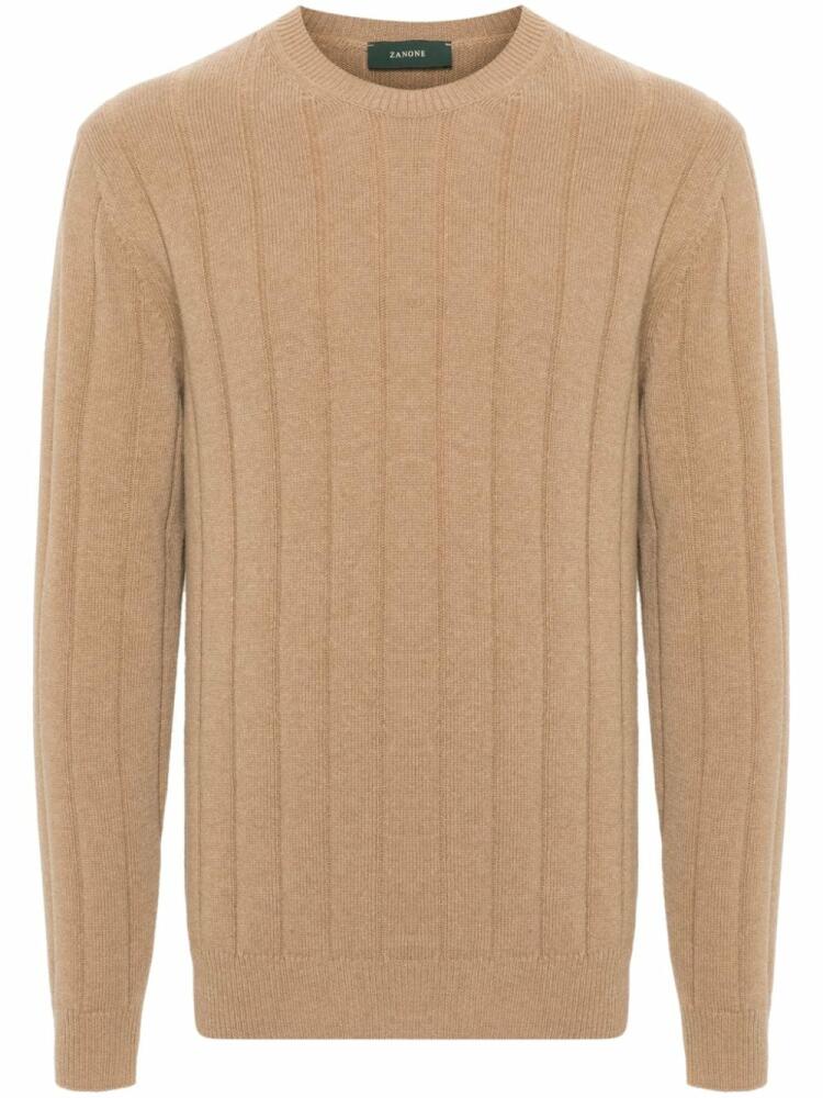 Zanone wool-cashmere crew-neck sweater - Neutrals Cover