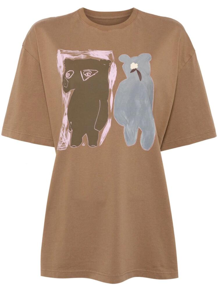 JNBY bear printed short sleeved t-shirt - Brown Cover