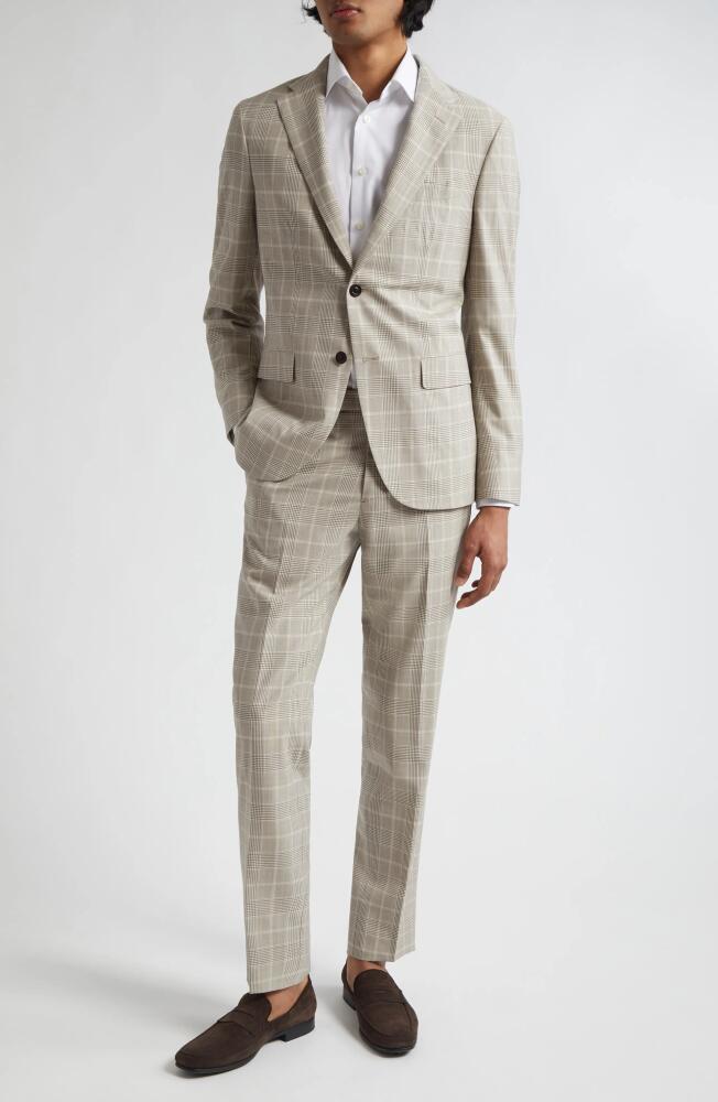 Boglioli B-Line Glen Plaid Virgin Wool Suit in Cream/Beige Cover