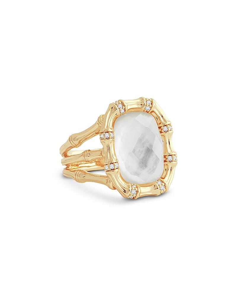 Anabel Aram Bamboo White Stone Statement Ring in 18K Gold Plated Cover