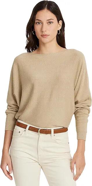 Lauren Ralph Lauren Cotton-Blend Dolman-Sleeve Sweater (Birch Tan) Women's Sweater Cover