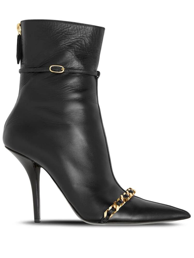 Burberry chain-detailed leather ankle boots - Black Cover