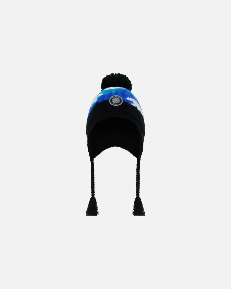 Deux par Deux Boy's Peruvian Knit Hat Royal Blue Bears And Black in Bears Jacquard Cover