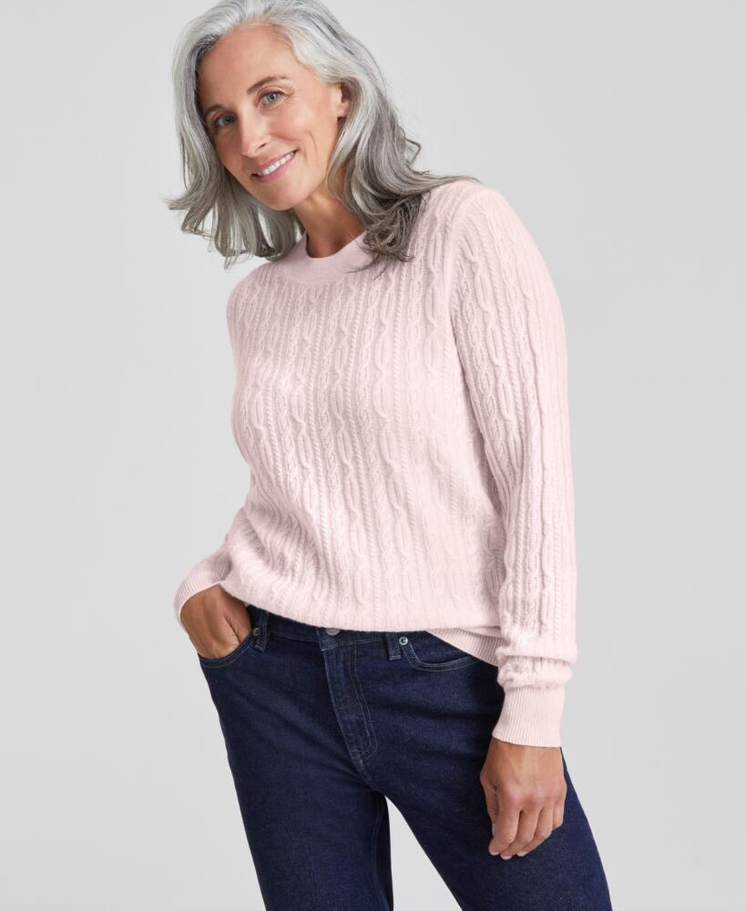 Charter Club Women's 100% Cashmere Cable-Knit Crewneck Sweater, Created for Macy's - Delicacy Cover