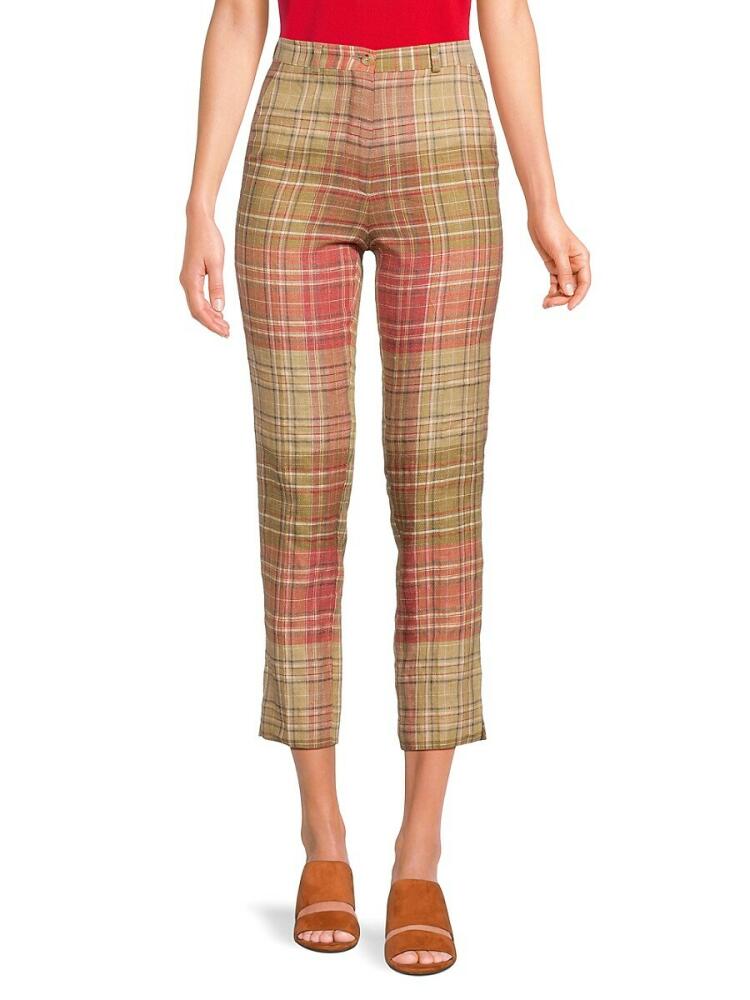 Etro Women's Plaid Linen Blend Cropped Pants - Beige Multi Cover