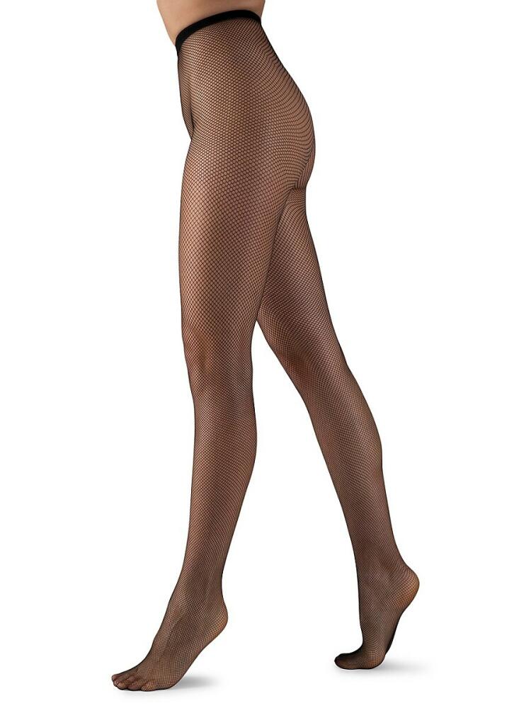 LECHERY Women's 1-Pack Sheer Fishnet Tights - Black Cover