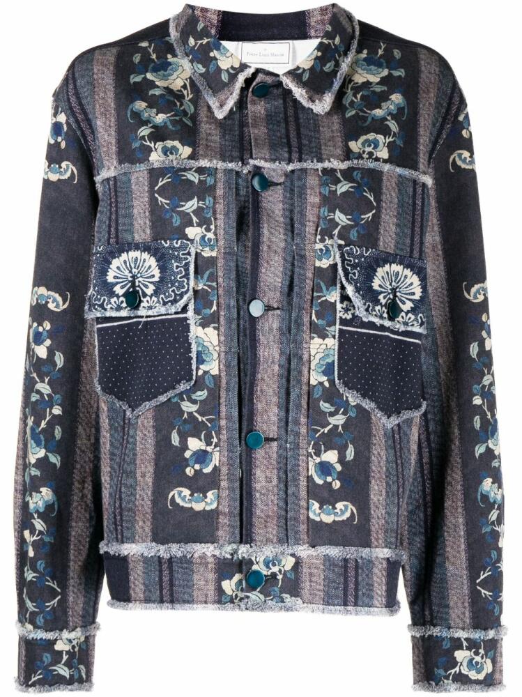 Pierre-Louis Mascia Drappa floral-print denim jacket - Blue Cover