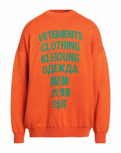 Vetements Man Sweater Orange Merino Wool Cover