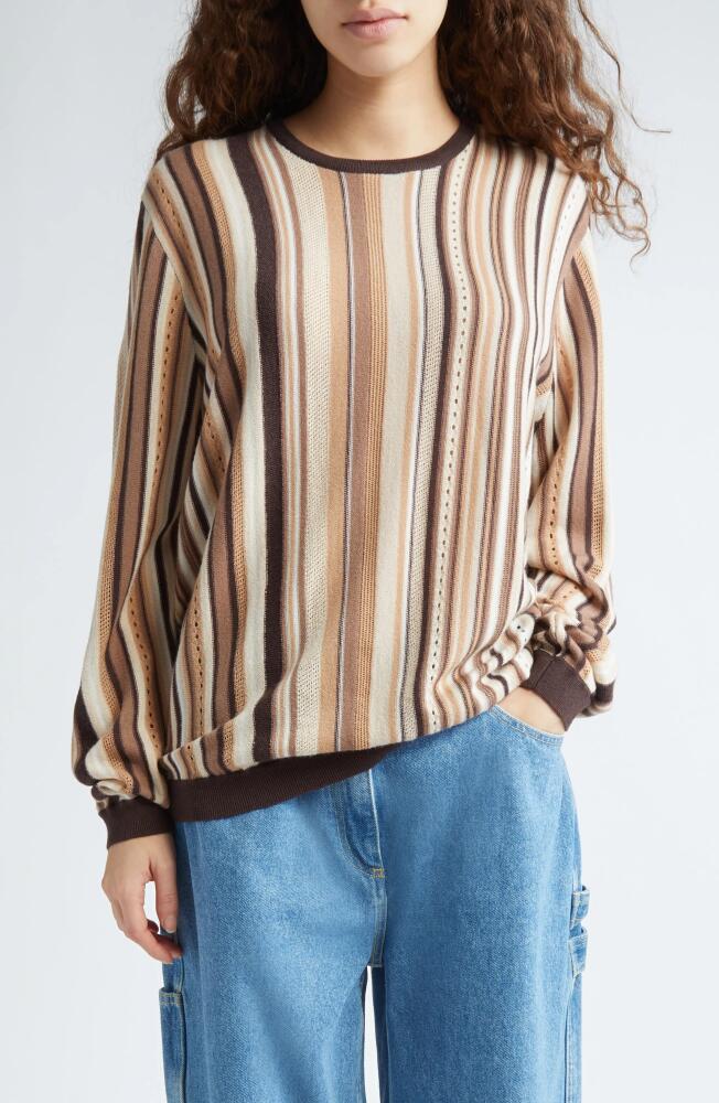 Saks Potts Kira Stripe Merino Wool Sweater in Brown Multi Stripe Cover