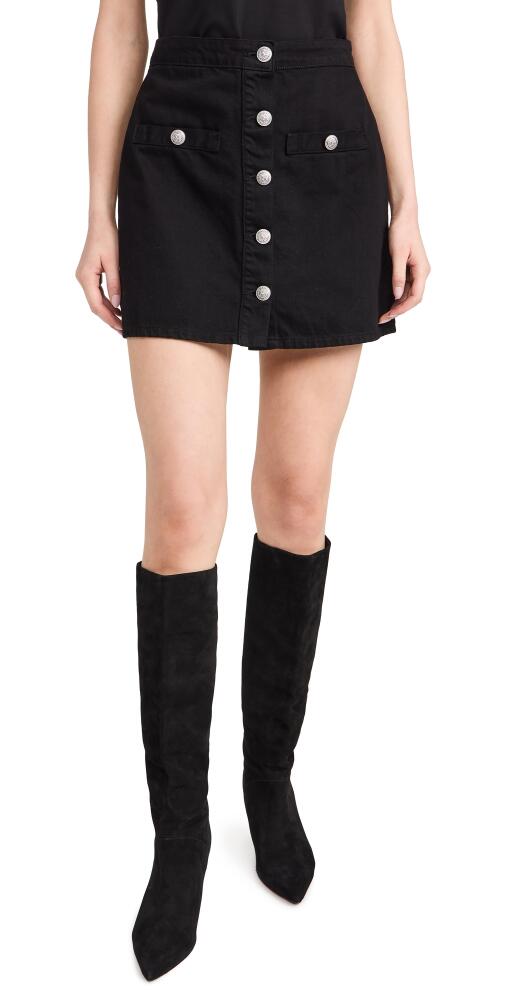 L'AGENCE Kris Button Front Miniskirt Noir Cover