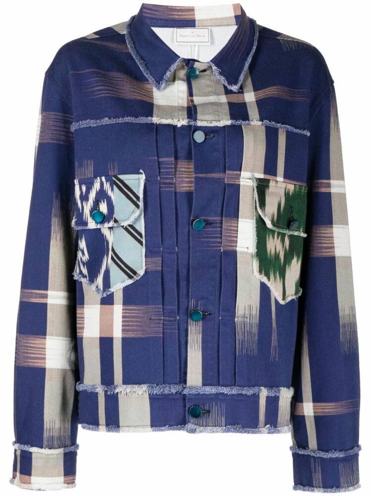 Pierre-Louis Mascia patchwork check jacket - Blue Cover