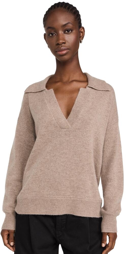 La Ligne Cashmere V Neck Collared Sweater Camel Cover