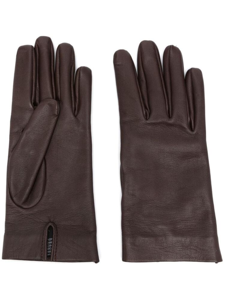 Saint Laurent grained leather short gloves - Brown Cover