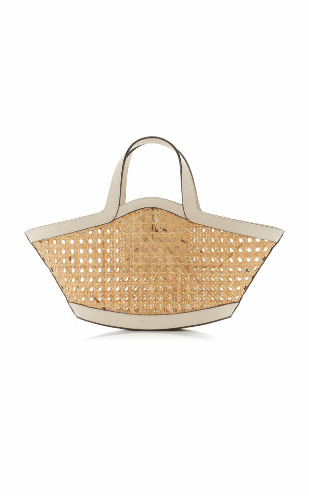 Cult Gaia - Yara Mini Leather-Trimmed Woven Rattan Tote - Neutral Cover