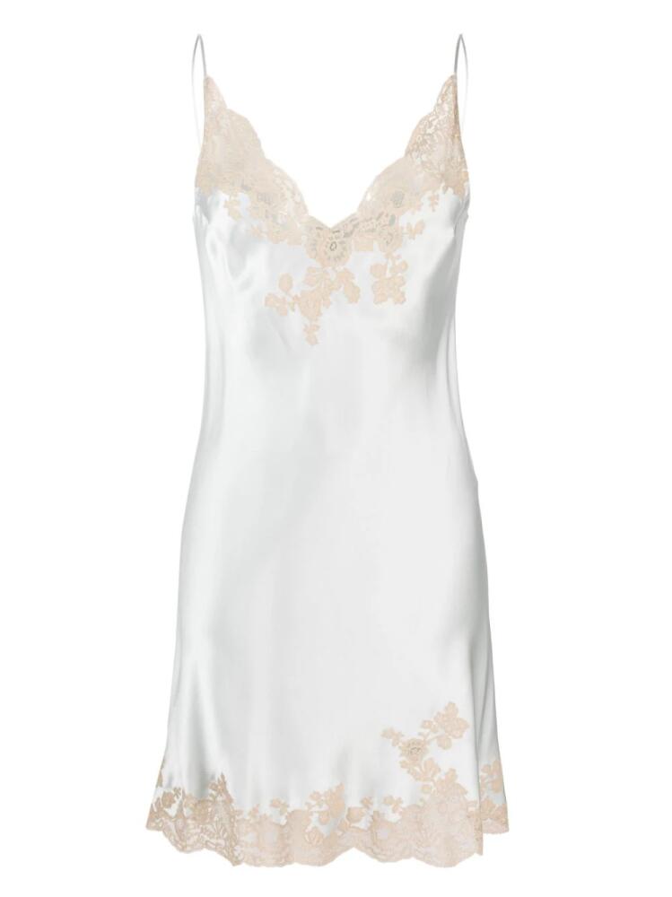 Carine Gilson Calais-Caudry lace-trim silk slip dress - Blue Cover