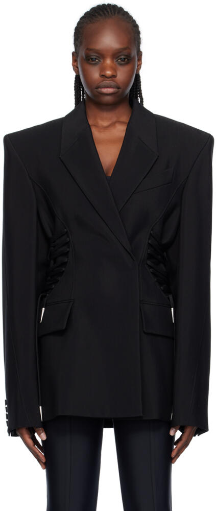 Mugler Black Lace-Up Blazer Cover