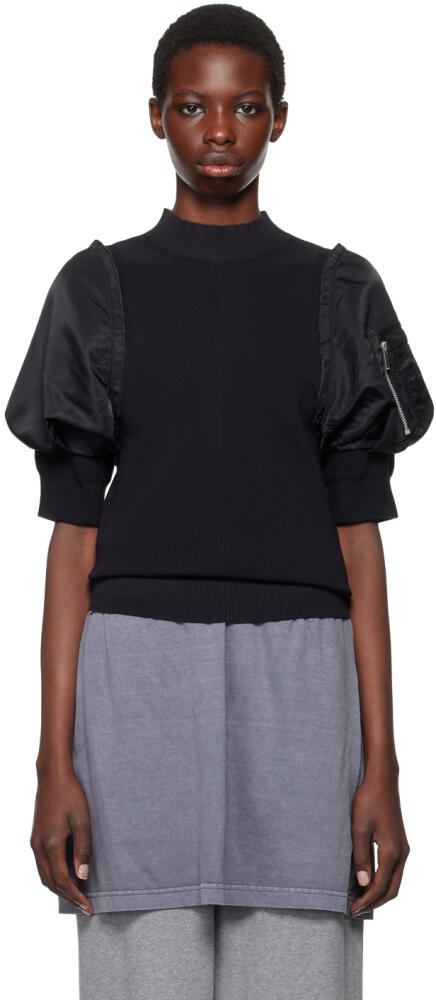 sacai Black Paneled Sweater Cover