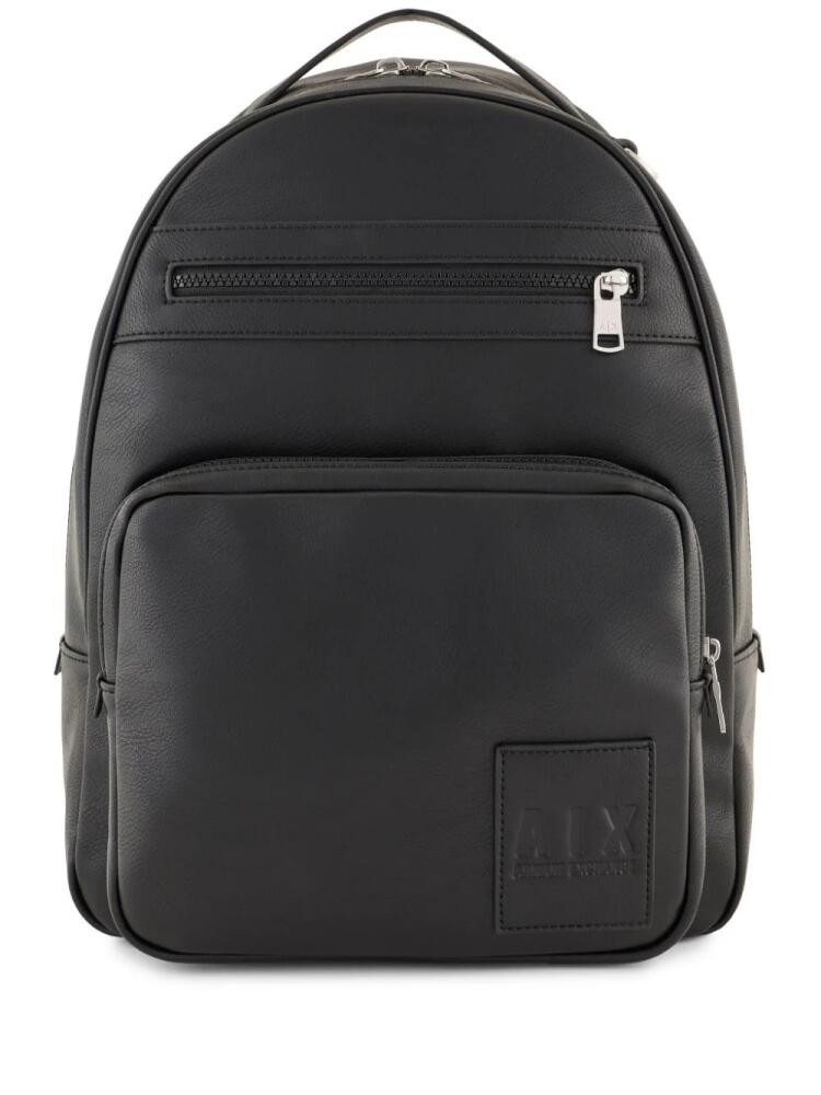 Armani Exchange zipped logo patch backpack - Black Cover