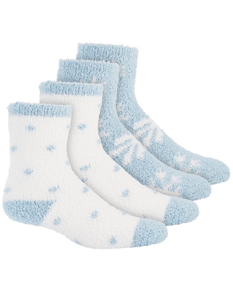 Charter Club Women's 2-Pk. Holiday Fuzzy Butter Socks, Created for Macy's - Snowflakes Dolphin Blue Cover