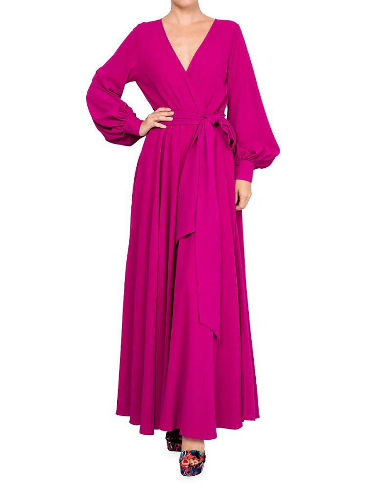 MEGHAN LA Women's LilyPad Wrap Maxi Dress - Cranberry Cover