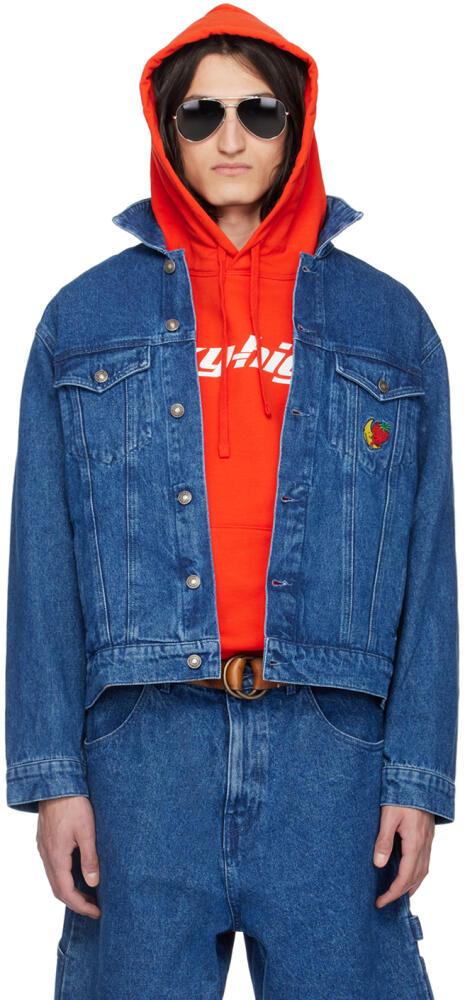 Sky High Farm Workwear Navy Embroidered Denim Jacket Cover