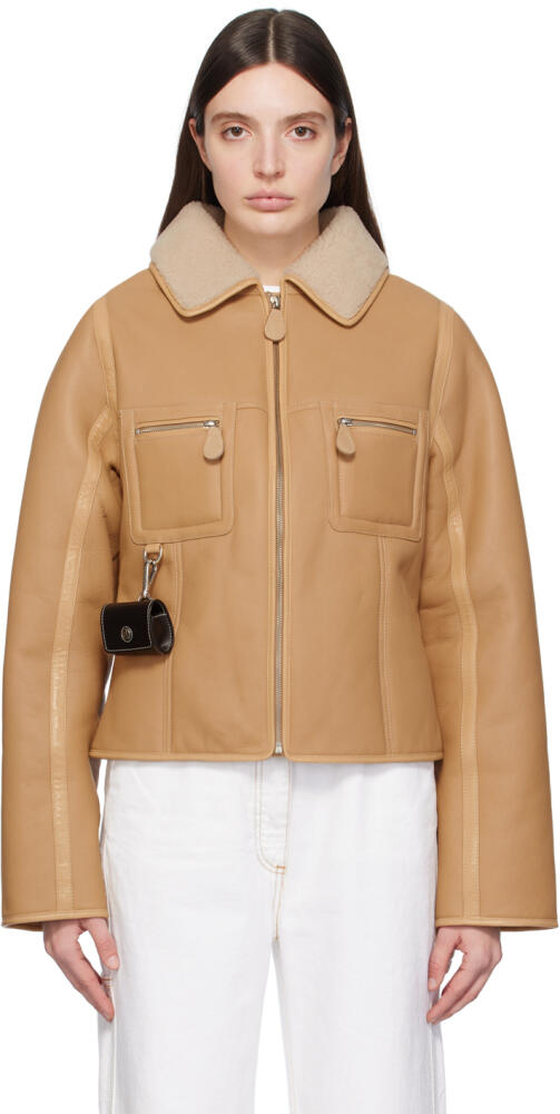 Saks Potts Tan Pablo Leather Jacket Cover