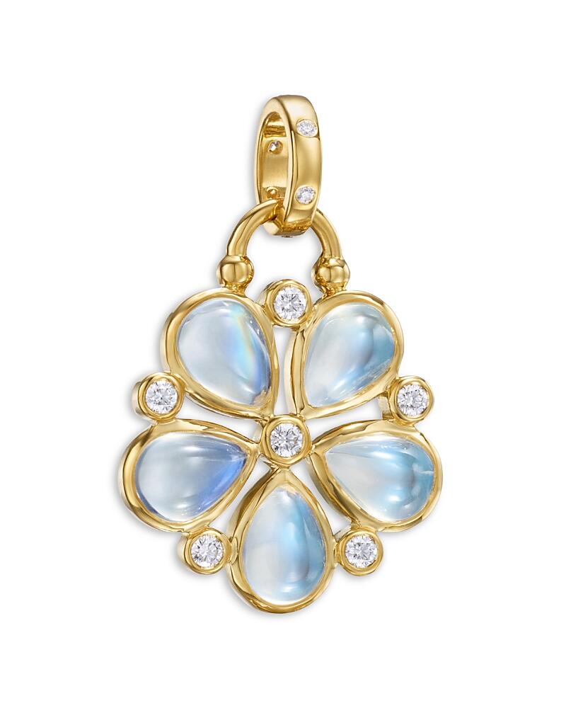 Temple St. Clair 18K Yellow Gold Royal Moonstone & Diamond Flower Pendant Cover